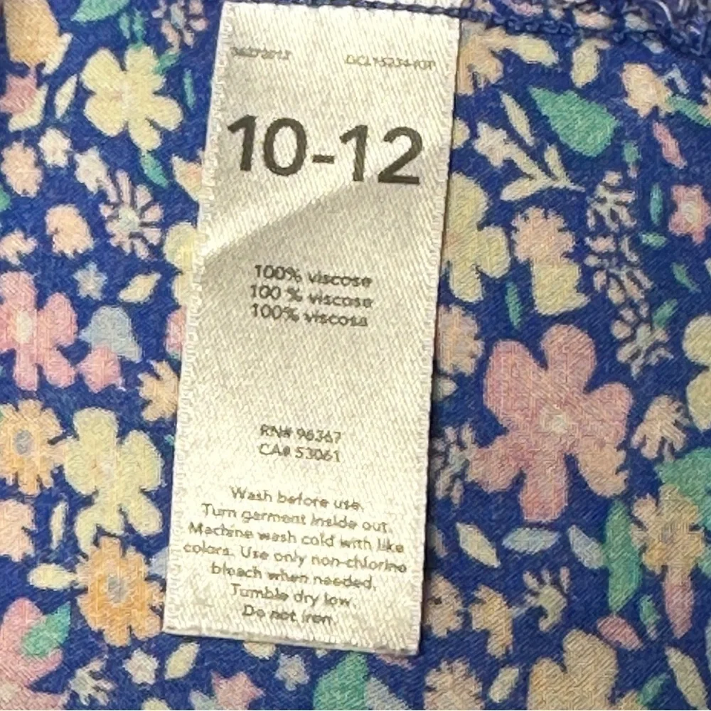 OshKosh B'gosh Girls Blue Floral Sundress Knee Length Spring Casual, 10